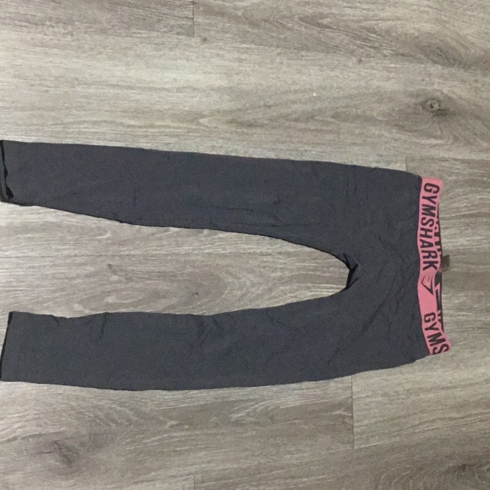 Gymshark Gray Leggings with Pink Waistband